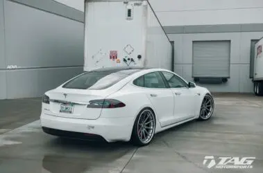 White Tesla Model S With ADV10 Track Spec SL Series Wheels