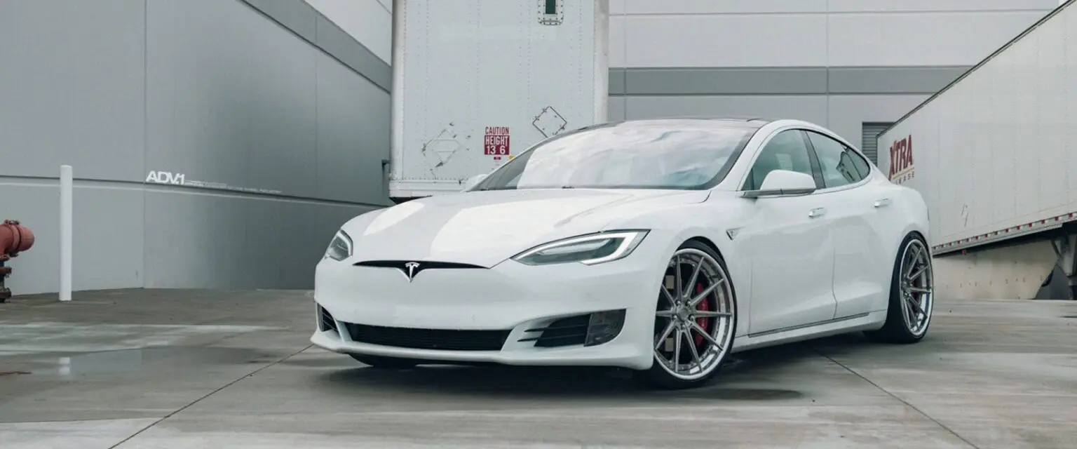 White Tesla Model S With ADV10 Track Spec SL Series Wheels