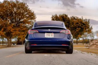 Blue Tesla Model 3 – ADV.1 Aftermarket Forged Wheels