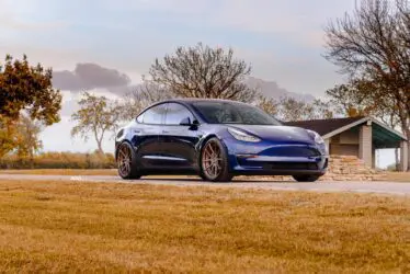 Blue Tesla Model 3 – ADV.1 Aftermarket Forged Wheels