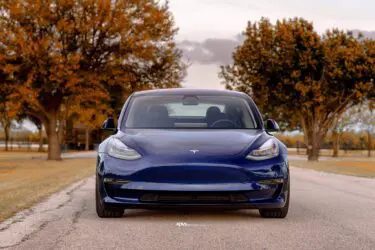 Blue Tesla Model 3 – ADV.1 Aftermarket Forged Wheels