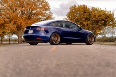 Blue Tesla Model 3 – ADV.1 Aftermarket Forged Wheels