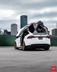 White Tesla Model X on Vossen Hybrid Forged HF-3 Wheels