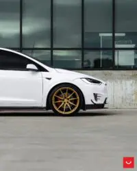 White Tesla Model X on Vossen Hybrid Forged HF-3 Wheels