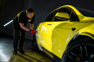 Custom 3M Yellow Vynil Wrapped Model X With Forgestar F14 Wheels