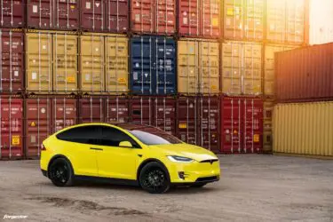 Custom 3M Yellow Vynil Wrapped Model X With Forgestar F14 Wheels