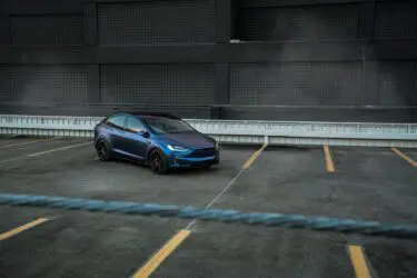 Dark Blue Matte Metallic Tesla Model X – ADV.1 Concave Forged Wheels
