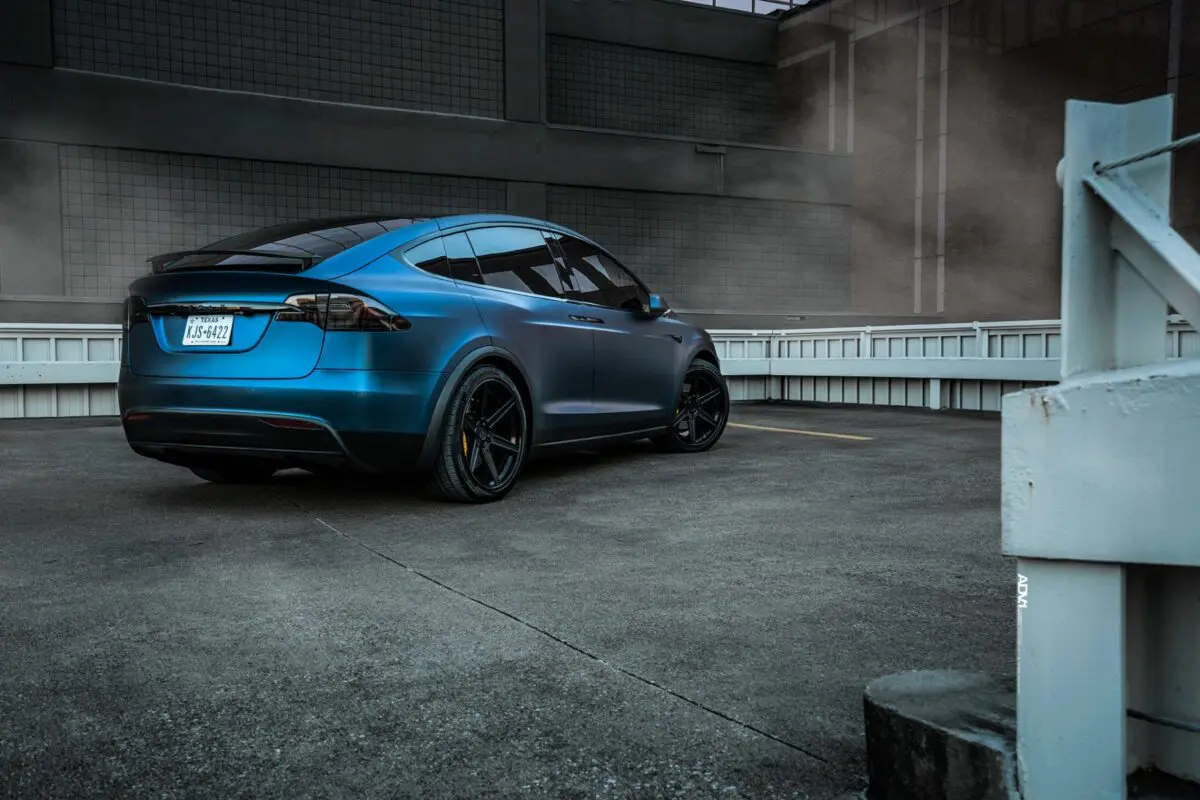Dark Blue Matte Metallic Tesla Model X - ADV.1 Concave Forged Wheels