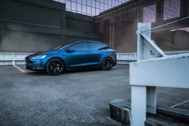Dark Blue Matte Metallic Tesla Model X – ADV.1 Concave Forged Wheels