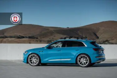 Antigua Blue Audi e-tron with HRE P101SC Wheels in Frozen Stone Clear