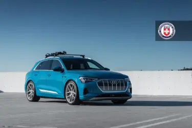 Antigua Blue Audi e-tron with HRE P101SC Wheels in Frozen Stone Clear