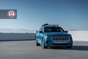 Antigua Blue Audi e-tron with HRE P101SC Wheels in Frozen Stone Clear