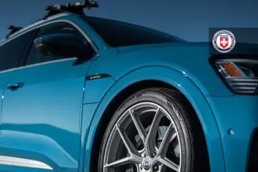Antigua Blue Audi e-tron with HRE P101SC Wheels in Frozen Stone Clear