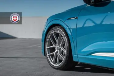 Antigua Blue Audi e-tron with HRE P101SC Wheels in Frozen Stone Clear