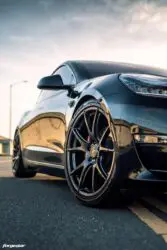 Black Tesla Model 3 – Forgestar CF5V Wheels in Dark Gunmetal