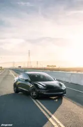 Black Tesla Model 3 – Forgestar CF5V Wheels in Dark Gunmetal