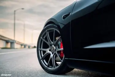 Black Tesla Model 3 – Forgestar CF5V Wheels in Dark Gunmetal