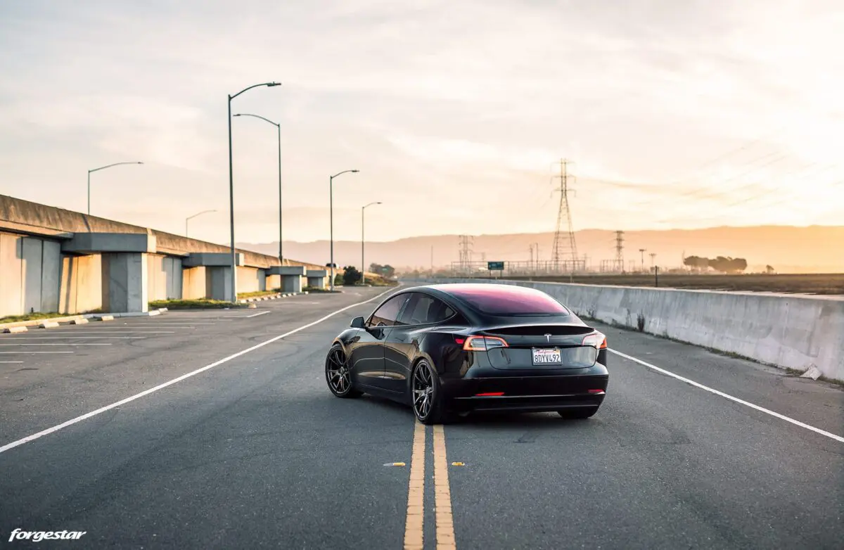 Black Tesla Model 3 - Forgestar CF5V Wheels in Dark Gunmetal