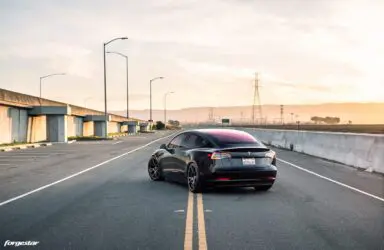 Black Tesla Model 3 – Forgestar CF5V Wheels in Dark Gunmetal