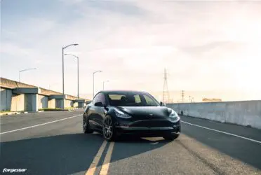 Black Tesla Model 3 – Forgestar CF5V Wheels in Dark Gunmetal