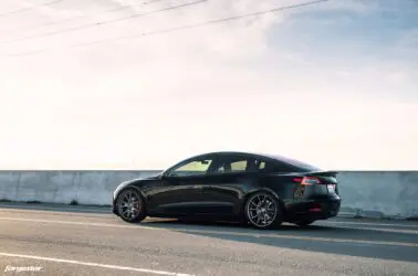 Black Tesla Model 3 – Forgestar CF5V Wheels in Dark Gunmetal