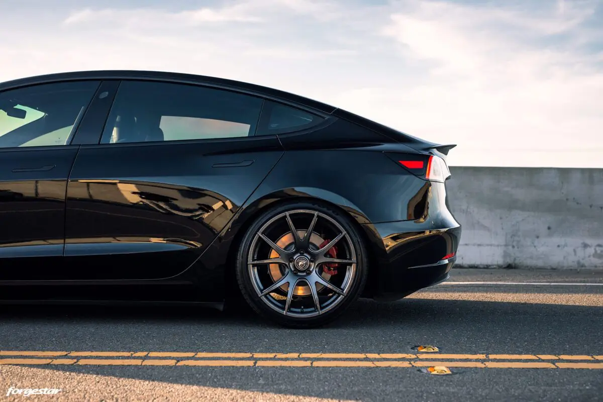Black Tesla Model 3 - Forgestar CF5V Wheels in Dark Gunmetal