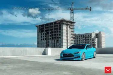 Tiffany Blue Tesla Model S On Vossen Hybrid Forged HF-4T Wheels