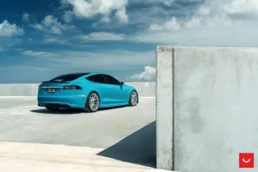Tiffany Blue Tesla Model S On Vossen Hybrid Forged HF-4T Wheels