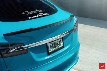 Tiffany Blue Tesla Model S On Vossen Hybrid Forged HF-4T Wheels