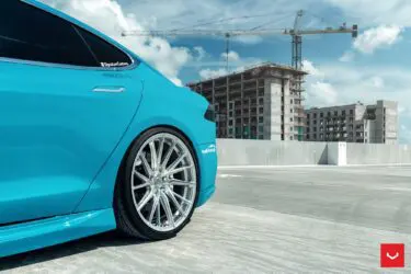 Tiffany Blue Tesla Model S On Vossen Hybrid Forged HF-4T Wheels