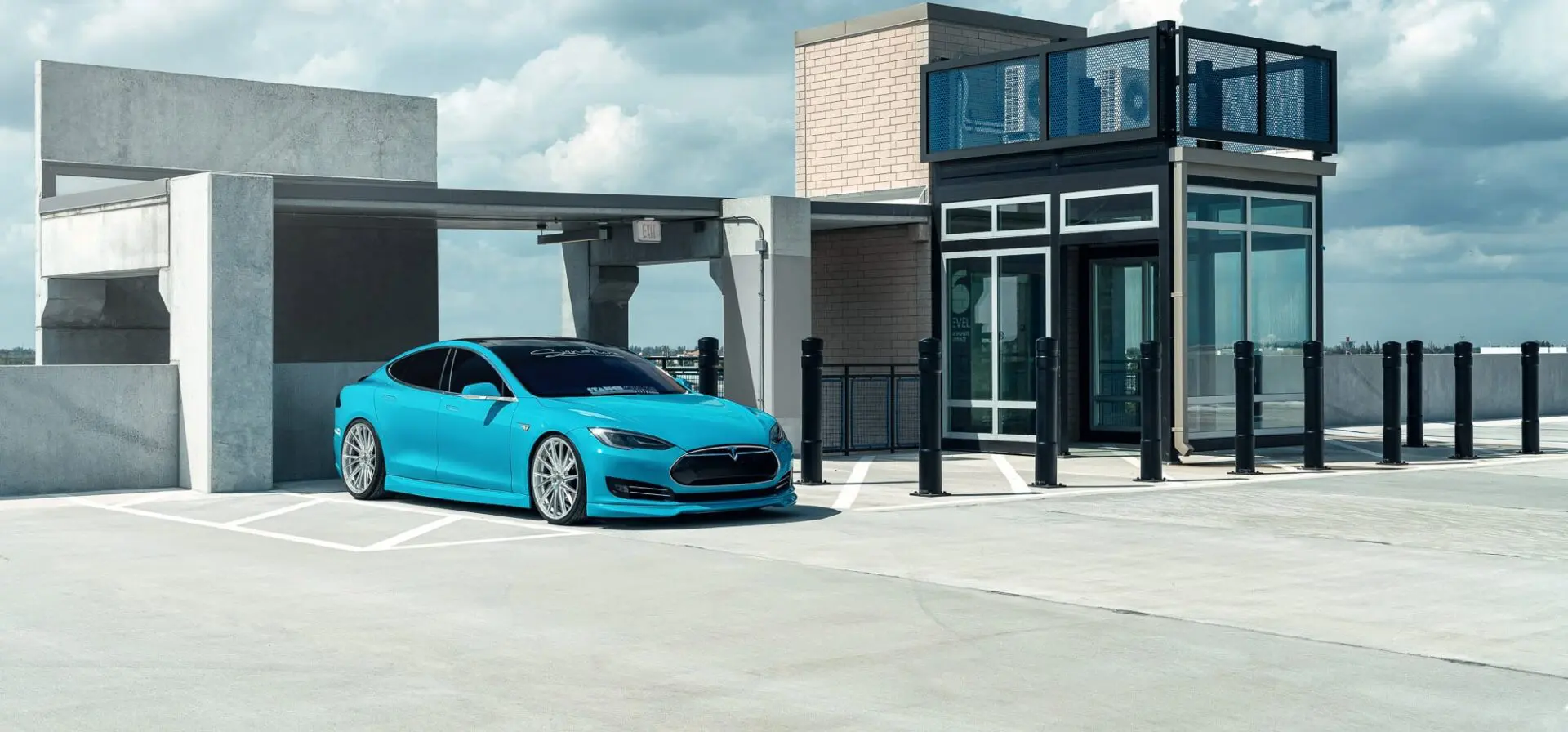 Tiffany Blue Tesla Model S On Vossen Hybrid Forged HF-4T Wheels