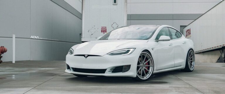 White Tesla Model S With ADV10 Track Spec SL Series Wheels
