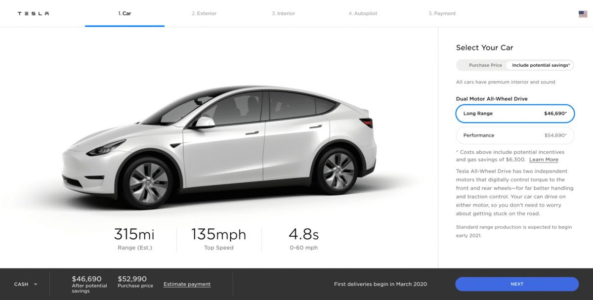 Tesla Model Y Online Configurator