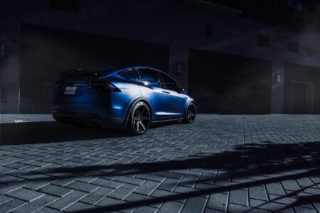 Dark Blue Matte Metallic Tesla Model X – ADV.1 Concave Forged Wheels