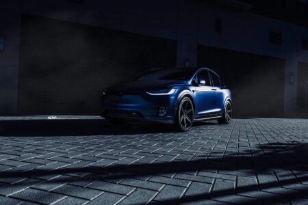 Dark Blue Matte Metallic Tesla Model X – ADV.1 Concave Forged Wheels