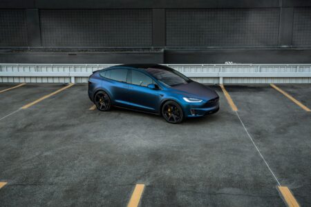 Dark Blue Matte Metallic Tesla Model X – ADV.1 Concave Forged Wheels