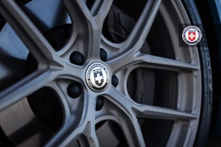 Antigua Blue Audi e-tron with HRE P101SC Wheels in Frozen Stone Clear Image 12