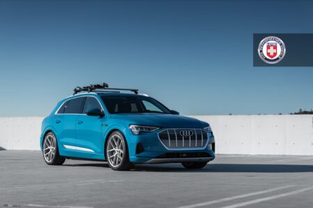 Antigua Blue Audi e-tron with HRE P101SC Wheels in Frozen Stone Clear