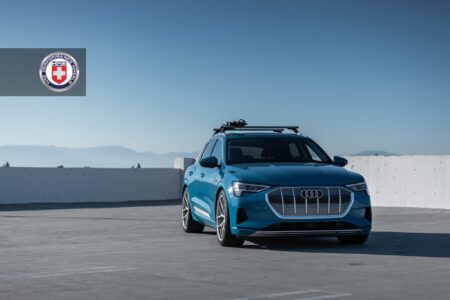 Antigua Blue Audi e-tron with HRE P101SC Wheels in Frozen Stone Clear