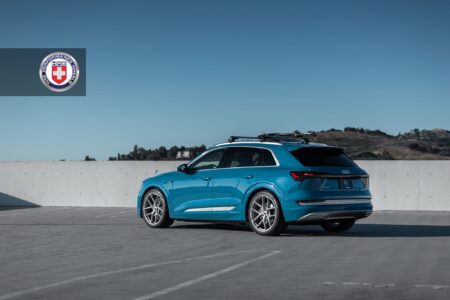 Antigua Blue Audi e-tron with HRE P101SC Wheels in Frozen Stone Clear