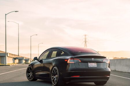 Black Tesla Model 3 – Forgestar CF5V Wheels in Dark Gunmetal