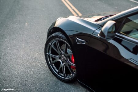 Black Tesla Model 3 – Forgestar CF5V Wheels in Dark Gunmetal