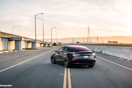 Black Tesla Model 3 – Forgestar CF5V Wheels in Dark Gunmetal