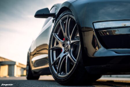 Black Tesla Model 3 – Forgestar CF5V Wheels in Dark Gunmetal