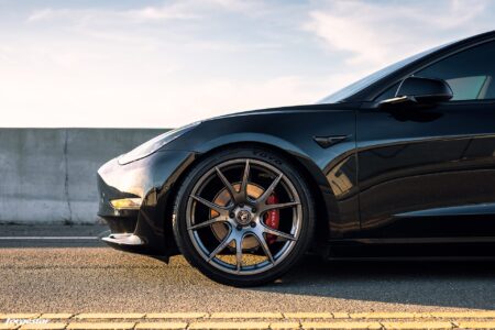 Black Tesla Model 3 – Forgestar CF5V Wheels in Dark Gunmetal
