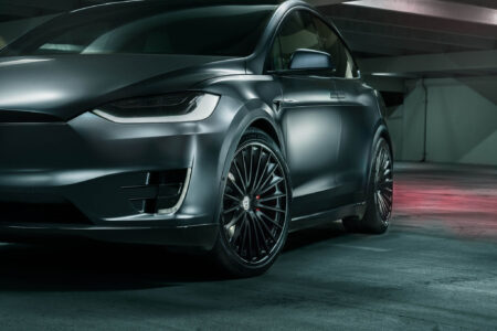 Midnight Silver Tesla Model X With HRE S209 Wheels In Satin Black