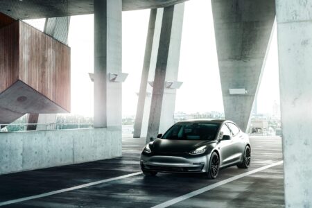 Matte Silver Tesla Model 3 On Velgen Wheels