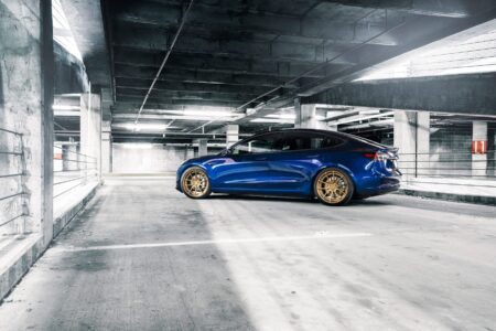 Deep Blue Metallic Tesla Model 3 Dual Motor With ADV.1 Wheelst-wheels-adv1-b