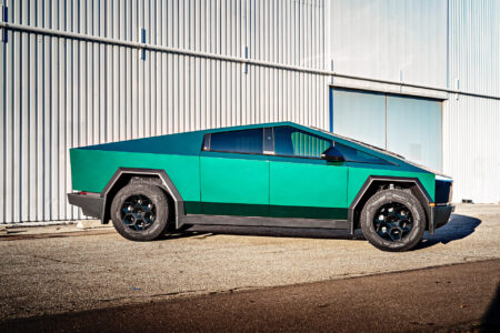 Forest-Green-Wrapped-Tesla-Cybertruck-with-CYBRHEX-Forged-Unplugged-Performance-Gloss-Black-Wheels-1920px-8