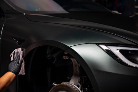 Matte Platinum Dark Sage 2026 Tesla Model S Plaid Wrap By Bulletproof Auto Spa Image 17